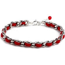 Chaileather Red - Zincir & Deri Bileklik MEY2512057