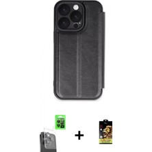 Pileli Store Pilelistore™ iPhone 16 Pro Kılıf Zirve Yansıma Serisi - Siyah Buffer Cam Ekran Koruyucu + Raze Metal Kamera Lens - Sh