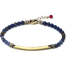 Mey Atelier Lazul - Aquamarin Lapis Bronz Künye Erkek Bileklik MEY2412037