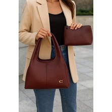 Velvet Rush Şık Tasarım Kabartmalı Omuz ve El Çantası - City Soft Bag