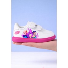 ALCdesing Beyaz Pembe Logolu Yıldız Kızlar Baskılı  Kız Çocuk  Spor Ayakkabı ve Sneakers