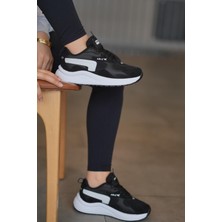 Solazer Kadın Siyah Beyaz Ortopedik Taban Günlük Sneaker 086-1