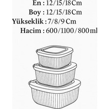 Norino Kare 3 Parça Vakumlu Sızdırmaz Hava Almaz Saklama Kabı Seti Mavi (1800/1100/600 Ml)