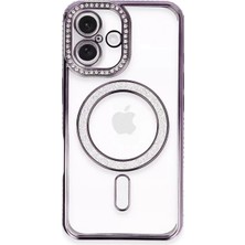 Uravas Store Newface Iphone 16 Plus Kılıf Joke Simli Magneticsafe Kılıf - Derin Mor