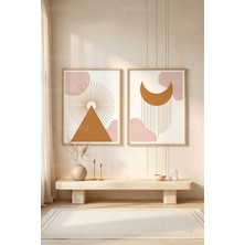 Tontilika Minimalist Geometrik Çizgiler 2'li Ahşap Çerçeveli Tablo Seti