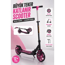 Yıldırım Oyuncak Büyük Tekerlekli Katlanabilir Scooter 3 Kademe Ayarlanabilir Gidonlu 100KG Taşıma Kapasiteli Scooter 12+Yaş