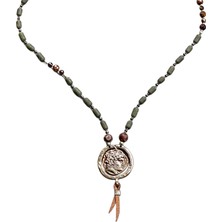 Mey Atelier Vincent The Unique - Antik Jade Lapis Bronz Roma Paralı Gümüş Erkek Kolye MEY2411027