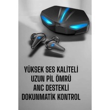 Marsilyan Bluetooth Oyuncu Kulaklığı LED Işıklı Kablosuz Anc Özelliği