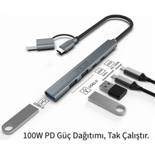 Uravas Store Inca IUTP-06T USB 3.0 Type-C 3.1 Hub 1 x USB 3.0 +2 x USB+TYPE-C+PD100W 2.0 Aluminyum Kasa Çoklayic