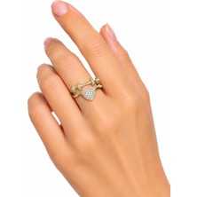 Girift Vintage Acen Gold Kalpli Metal Taşlı Ayarlanabilir Tekli Yüzük
