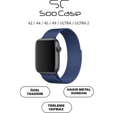 SC Soo Case Apple Watch Tüm Serilerle Uyumlu Paslanmaz Çelik Hasır Milanese Kordon SOO-106