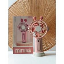 3 Kademeli Şarjlı Tavşan Şekilli Pembe Mini Fan | El Fanı