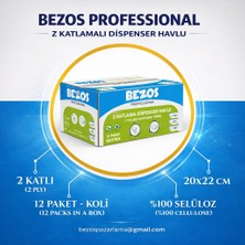 Uravas Store Bezos Professional Z Katlamalı Dispenser Havlu 2 Katlı %100 Selüloz 20X22 cm 12’li Koli