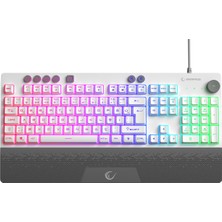 Rampage KB-GX65 Sımula Beyaz USB Rgb Aydınlatmalı 4 Makro Tuşlu Bilek Destekli Gaming Oyuncu Klavyesi