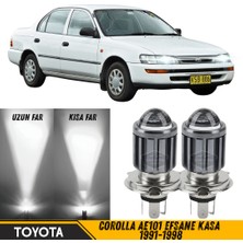 Caralp Toyota Corolla AE101 Efsane Kasa 1991-1998 Uyumlu Mercekli Far Ampulü LED Xenon Beyaz Renk Far Şimşek Etkili Csp LED Lamba Uzun Kısa 2 Adet Takım