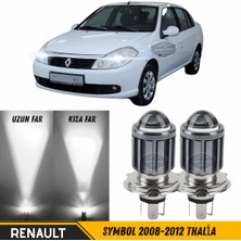 ŞüsCarOto Aksesuar Renault Symbol 2008-2012 Thalia Uyumlu Mercekli Far Ampulü LED Xenon Beyaz Renk Far Şimşek Etkili Csp LED Lamba Uzun Kısa 2 Adet Takım