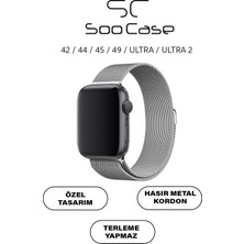 SC Soo Case Apple Watch Tüm Serilerle Uyumlu Paslanmaz Çelik Hasır Milanese Kordon SOO-106