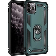 Durukar®  iPhone 11 Pro Max Kılıf Sofya Yüzüklü Silikon Kapak - Yeşil