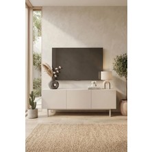 Robin Home Miami Tv Ünitesi Sehpası 3 Kapaklı Ahşap Ayaklı 180CM Kumsal