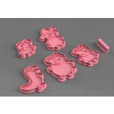 ADA 3D 5li Set Peppa Pig George Daddy Pig Ailesi Figürlü Kurabiye Kalıbı Seti Pasta