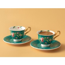 English Home Vanilla New Bone China Kahve Fincan Takımı 4 Parça 2 Kişilik Turkuaz