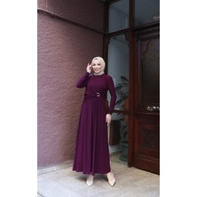 Nisum Moda Yan Tokalı Sandy Elbise
