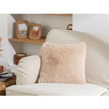 English Home Fluffy Pelüş Kırlent Kılıfı 45x45 cm Bej