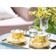 English Home Vanilla New Bone China 4 Parça 2 Kişilik Kahve Fincan Takımı Sarı