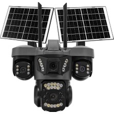 Viva SIM-864 Aov 4g + 2 Solar Hieasy 16MP 4 Kameralı Güneş Panelli Sım Kartlı Güvenlik Kamerasın Türkçe