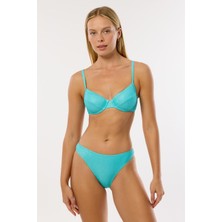 Ayyıldız 4527 Mint Simli Kapsız Balkonet Bikini Takımı