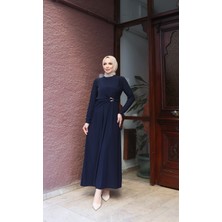 Nisum Moda Yan Tokalı Sandy Elbise