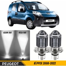 Caralp Peugeot Bipper 2008-2022 Uyumlu Mercekli Far Ampulü LED Xenon Beyaz Renk Far Şimşek Etkili Csp LED Lamba Uzun Kısa 2 Adet Takım