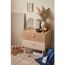Robin Home Rhode Komodin 2 Çekmeceli Ahşap Ayaklı Kumsal-Sepet