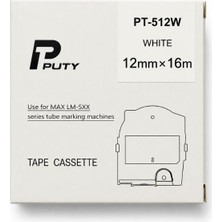 Gümrük Bey LM-TP512W / PT-512W Etiket Bant Kaseti – Max Letawın Uyumlu 12MM x 16M Beyaz