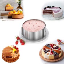 Elitparti Ayarlanabilir Pasta Çemberi 15-30 x 9 cm Gri 1 Adet Paslanmaz Çelikten Üretim