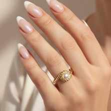 Hepimitu 14 Ayar Gerçek Incili Altın Yüzük - 5 mm Inci