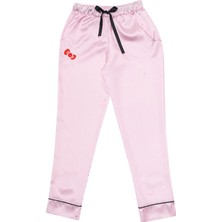 Hello Kitty Lisanslı Düğmeli Saten Pantolonlu Pijama Takımı