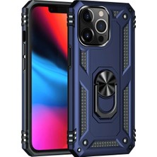 Durukar®  iPhone 13 Pro Max Kılıf Sofya Yüzüklü Silikon Kapak - Lacivert