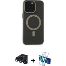 Pileli Store Pilelistore™ iPhone 15 Pro Kılıf Yadigar Işık - Siyah 3D Antistatik Cam Ekran Koruyucu + Raze Metal Kamera Lens - Lt