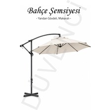 Evinizin Atölyesi Naturel Krem Bahçe Şemsiyesi 3 m Ampül Şemsiye Makaralı Bahçe Şemsiyesi Balkon Şemsiyesi
