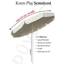 Düvenci Toptan Krem Plaj Şemsiyesi 10 Telli 200 cm Kalın Kumaş