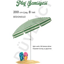 Plaj Şemsiyesi 200 cm Çap Yeşil Beyaz Renkli 8 Telli Eğim Verilebilir