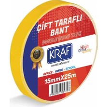 Kraf Çift Taraflı Bant 15MM x 25 Metre İz Bırakmaz Özelliği ile Kaliteli Kırtasiye Ürünü