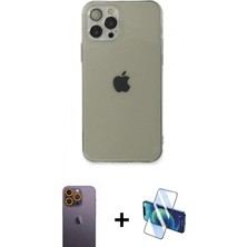 Pileli Store Pilelistore™ iPhone 12 Pro Max Kılıf Ahenk Doku - Siyah 3D Antistatik Seramik Nano Ekran Koruyucu + Neon Fosforlu Kamera Lens - Sı