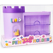 Munis Kawaii Kale Tasarımlı Masaüstü Organizer Kalemlik | Çekmeceli | Pastel Desk Organizer