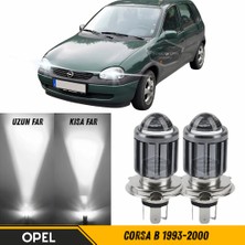 ŞüsCarOto Aksesuar Opel Corsa B 1993-2000 Uyumlu Mercekli Far Ampulü LED Xenon Beyaz Renk Far Şimşek Etkili Csp LED Lamba Uzun Kısa 2 Adet Takım