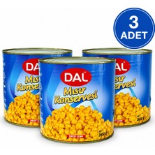 Dal Mısır Konservesi 3 kg x 3 Adet | 1500 G Süzme Ağırlık | Tatlı Mısır Konservesi