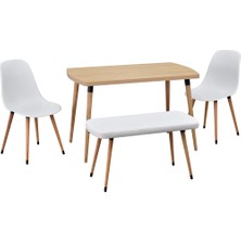 Vilinze Eames Sandalye-Bank Argos Ahşap Mdf Sabit Mutfak Masası Takımı - 70X120 cm