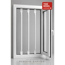 Life360 Teleskopik Pencere Güvenlik Bariyeri |  3 Adet (Çubuk)  | Pencere Korkuluk | Çocuk Emniyeti | Kedi Güvenliği | 80–130 cm