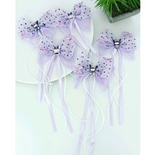 Efna Store Kuromi Figürlü Inci ve Kurdele Sallantılı Tül Fiyonk Model Çocuk Pens Toka 1 Adet
